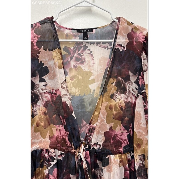Torrid Multicolor Tie Front Maxi Kimono - Size 2 - Picture 2 of 6